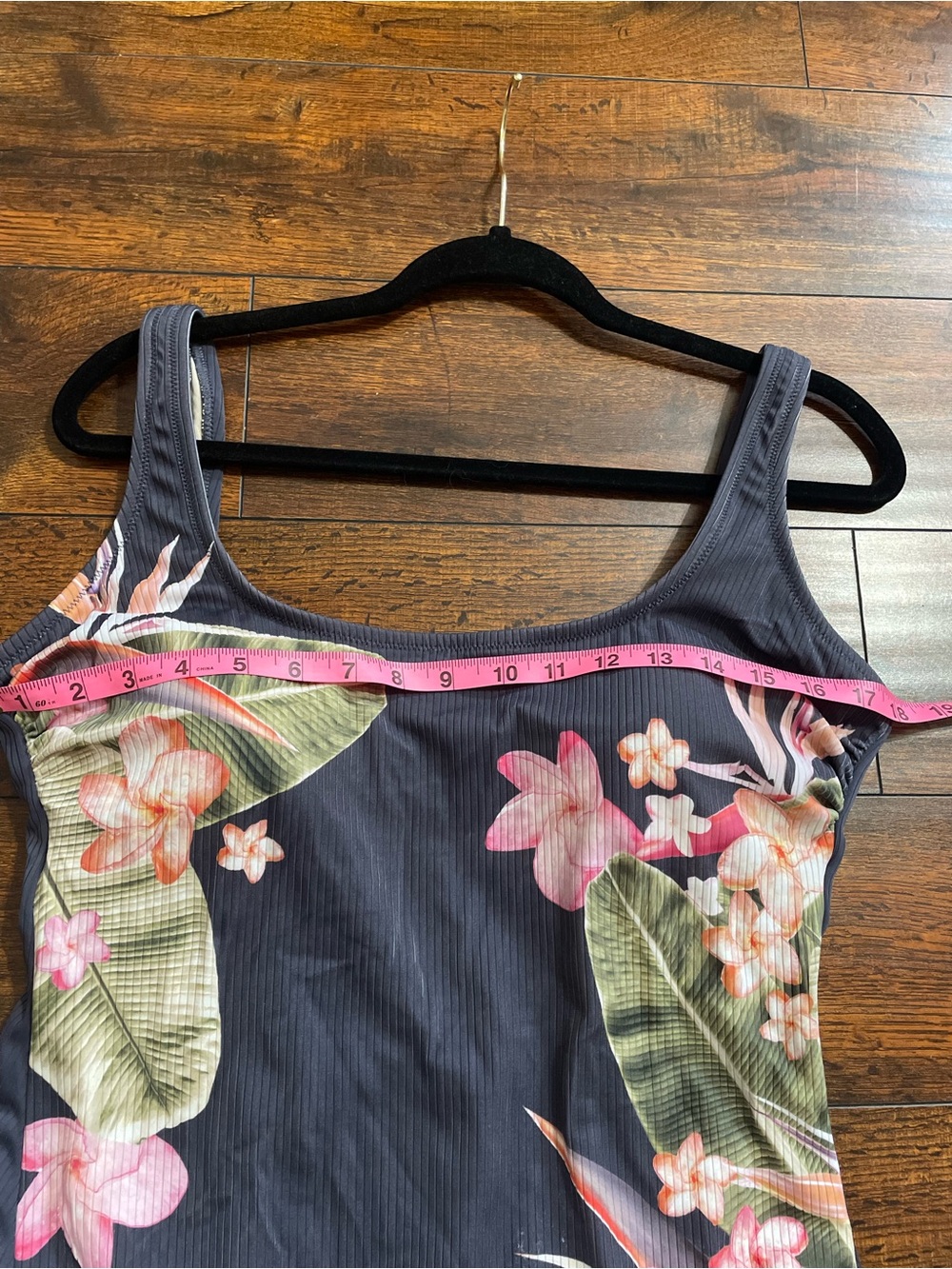 Kona Sol Navy Floral One-Piece Swimsuit with Pink & Green Accents - Picture 3 of 6